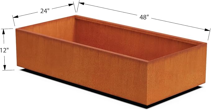 Large Rectangular Planters for Outdoor Plants 48x24x12 Inch Corten Steel Raised - Image 5