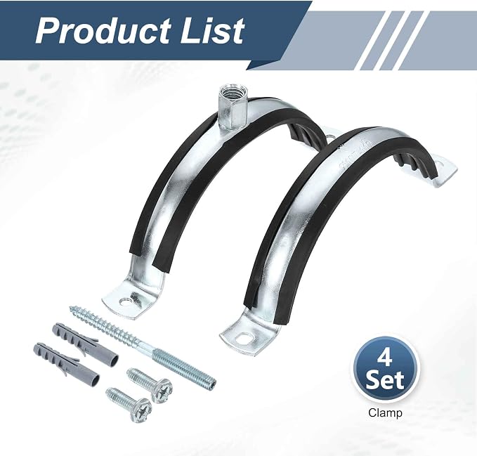 HARFINGTON 4 Set Split Ring Pipe Hanger 4-5/16" Galvanized Steel Sheet Wall - Image 3
