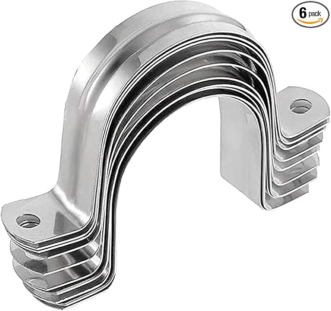 3inch Rigid Support Pipe Strap, 2 Hole U-Tube Strap Clamp, Stainless Steel by Unknown