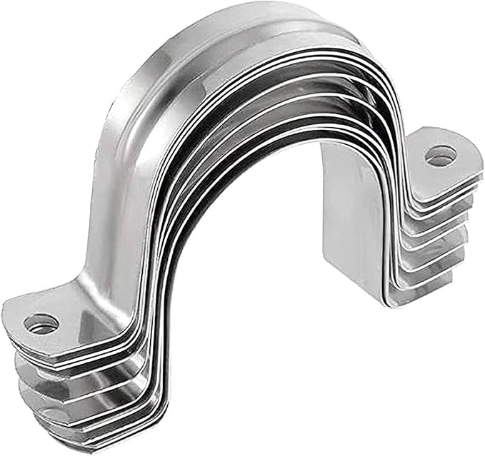 4inch Rigid Support Pipe Strap, 2 Hole U-Tube Strap Clamp, Stainless Steel by Unknown