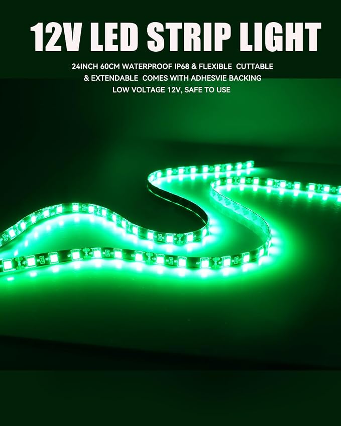 Keiurot 12V Led Light Strip for Cars 24Inch Connectable & Waterproof, - Image 2