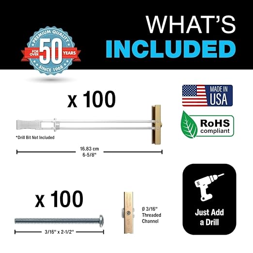 TOGGLER SNAPTOGGLE Toggle Bolt 3/16-24 UNC, 100 Pack, Round Head | Heavy-duty - Image 2