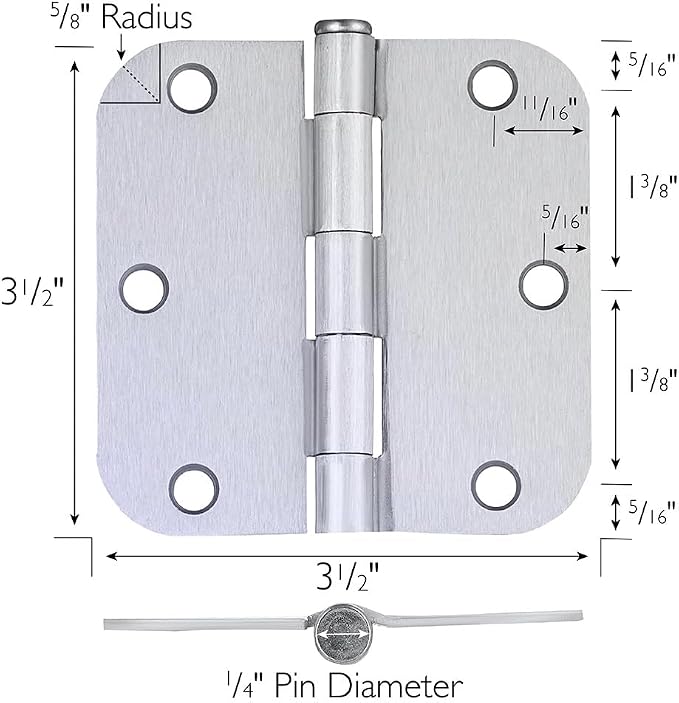 Design House Interior Door Hinge, Brushed Chrome | 5/8" Radius, Traditional - Image 5