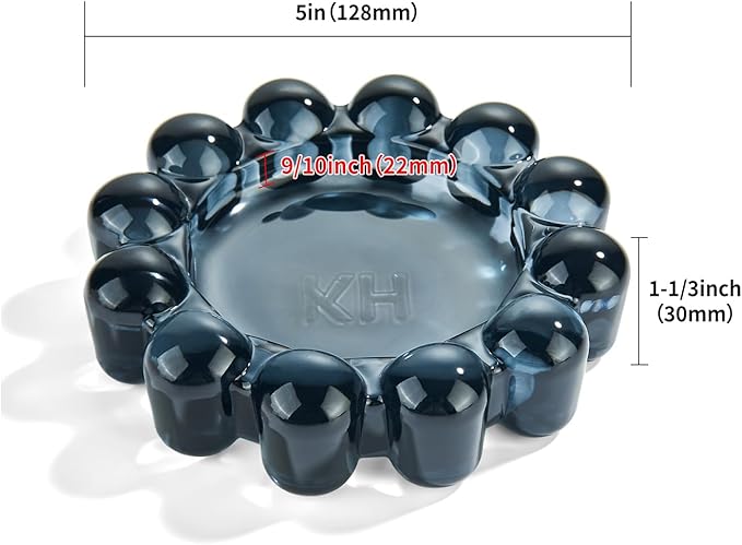 Black Bubble Glass Candle Dish – Modern Clear Glass Candle Holder - Image 2