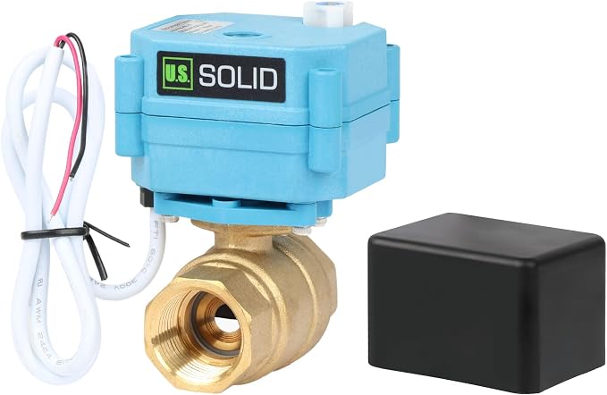 U.S. Solid 3/4inch Brass Motorized Ball Valve, Full Port NPT, IP67 Waterproof by USSolid