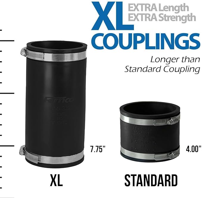 Fernco XL 1056-332 Flexible Pipe Coupling 3” – Extra-Long DWV Connector - Image 4
