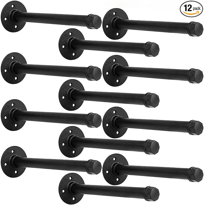 Industrial Pipe Shelf Brackets 12-Pack 16 Inch by YCCO