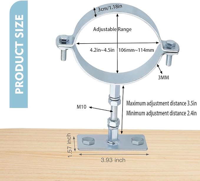 2 Pcs 4-1/4 Inch B Vent Adjustable Wall Strap, Galvanized Rigid Split Ring - Image 3