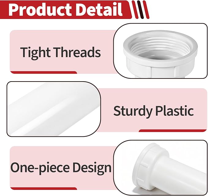 4 Sets PP15-6W 1-1/2" PVC Drain Tailpiece Compatible - Image 5