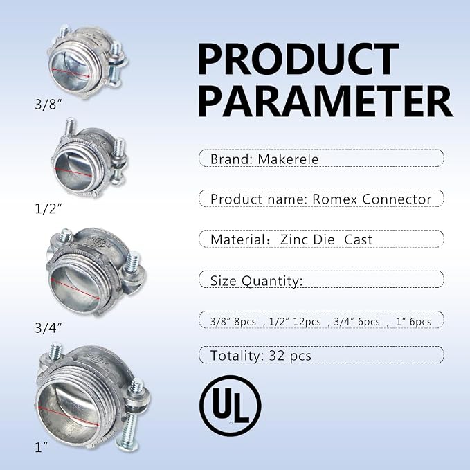 MAKERELE 32-Piece Assortment Kit of Clamp Type Cable Connectors | 1/2 Inch - Image 3