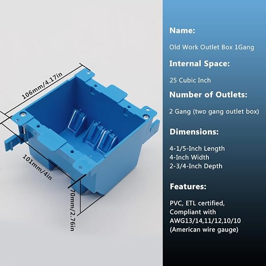 2-Gang Old Work Box, Plastic Junction Box - Image 4