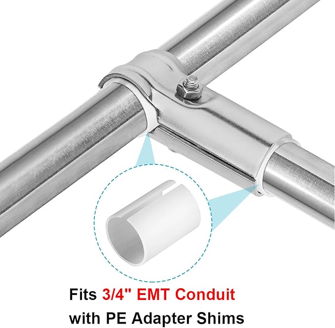 10 Sets T Pipe Connector, Fits 3/4" EMT Conduit - Image 2