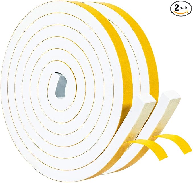 Yotache White Foam Insulation Tape 1/2" x1/2", Total 13 Ft | Rubber Weather by yotache