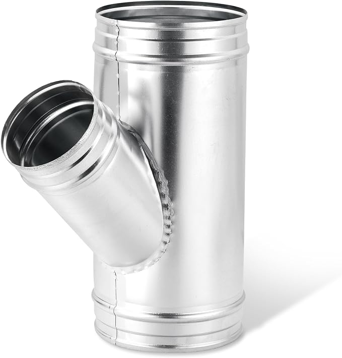 6 x 6 x 4 Inch Duct Splitter, 3-Way Y-Shaped 45° Duct Connector, | Galvanized by AMGSH