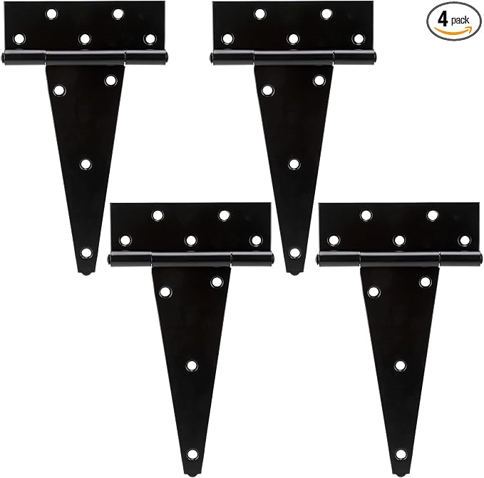 HILLMASTER 10 Inch T-Strap Heavy Duty Shed Door Hinges Gate Strap Hinges Black by HILLMASTER