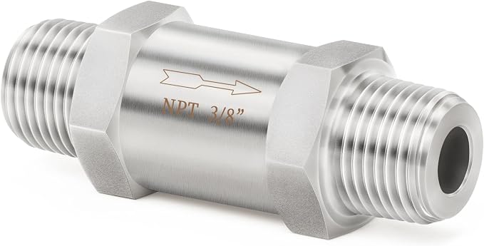 ChillWaves 304 Stainless Steel In-Line Split Check Valve 3/8" NPT Male Thread by VisittheCHILLWAVES