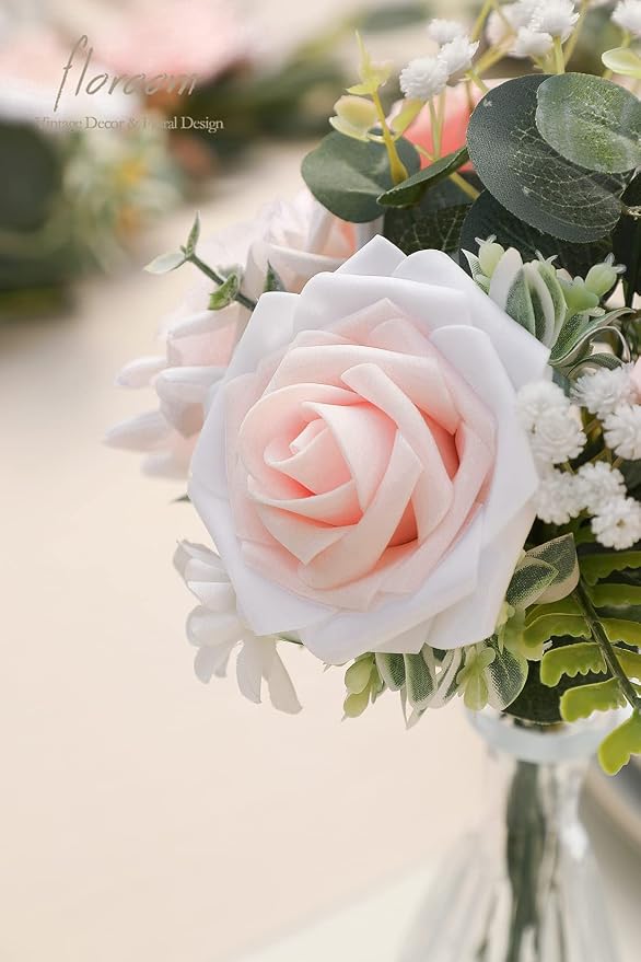Artificial Flowers 50pcs Real Looking Blush Shades Foam Fake Roses - Image 3