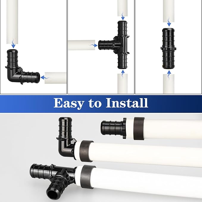 15pcs 3/4" Poly PPSU Barb Crimp PEX Fittings, No Lead | 5pcs Each Elbows Tees - Image 5
