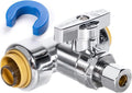 Tee Stop Valve, 1/2" PTC x 1/2" PTC x 1/4" OD Compression, Push to Connect by KAINGA