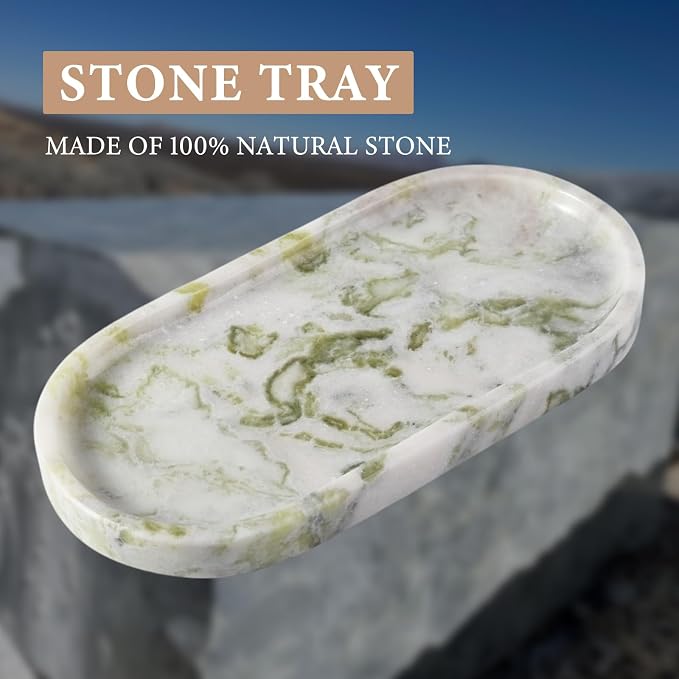Marble Vanity Tray for Bathroom Countertop, Stone Jewelry Dish Stone Trays for - Image 3