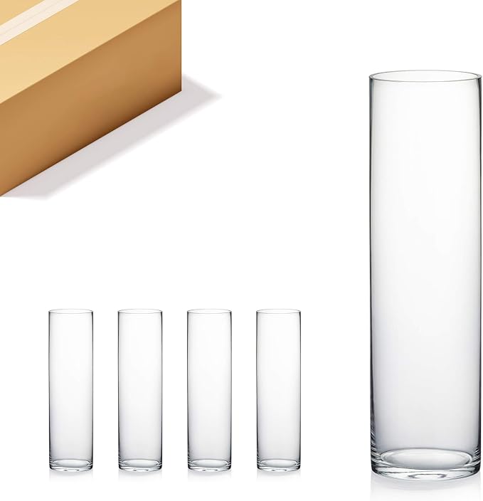 WGV Cylinder Vase Bulk, Width 7", Height 20", Floral Container, Planter by WGVInternational-OpusGlassware