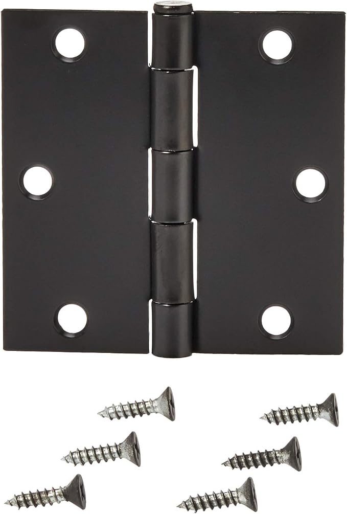 Amazon Basics Interior Door Hinges, 3.5 x 3.5 Inch, Matte Black - Image 3