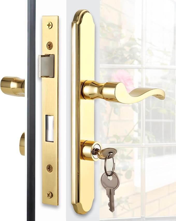 MaxxGeek Flat Slot Storm Door Handle Complete Set, Mortise Keyed Lever Mount by MaxxGeek