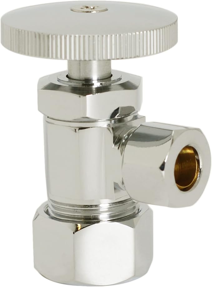 Westbrass A105-05 Round Handle Angle Stop Shut Off Valve, 1/2" Copper Pipe Inlet by Westbrass