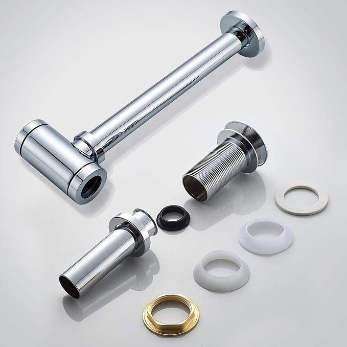 1-1/4" Pop-Up Drain Stopper P-Trap Kit Stainless Steel Chrome - Image 7