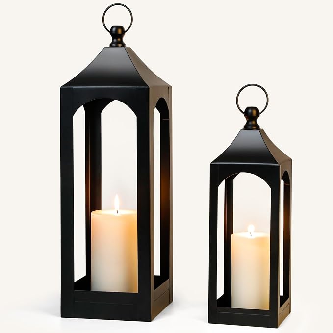 Modern Farmhouse Lantern Decor Metal Decorative Hanging Candle Lanterns | Ideal - Image 6