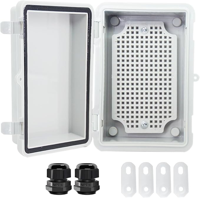 Junction Box, Hinged Cover IP67 Waterproof ABS Project Box by Otdorpatio