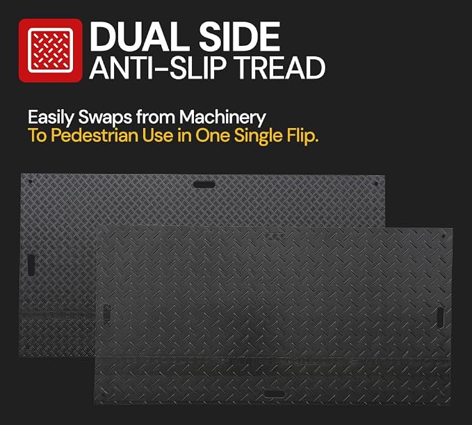 4' x 8' - 3/4" Thick Heavy Duty Ground Protection Mats - Easily Supports 180 - Image 2