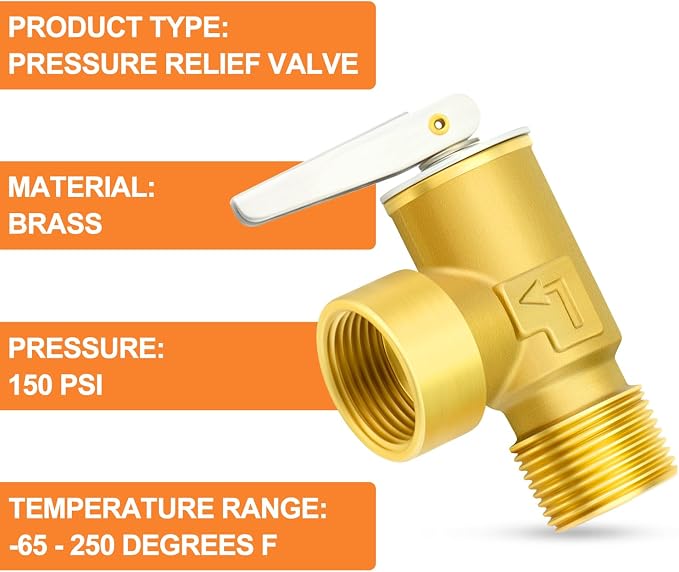 GASHER 1PCS Brass Temperature Pressure Relief Valve - Image 5