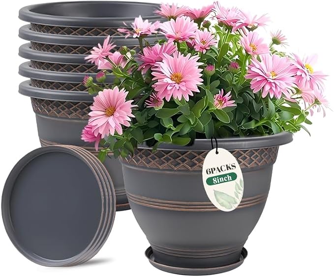 8 Inch Plaid Plant Pots 6 Pack by Usocik