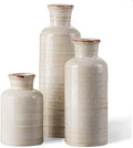 White Rustic Ceramic Vase Set of 3, Farmhouse Vase by HappleCwlwgoHome