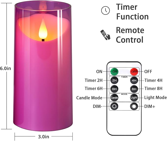NURADA 3"x6"Flickering Flameless Candles: 3D Wick Unbreakable Acrylic Battery - Image 6