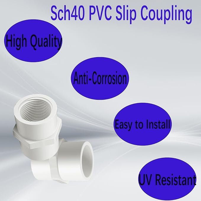 10Pcs White PVC Pipe Fitting, 1 inch NPT Female Thread PVC Pipe Fitting Adapter - Image 4