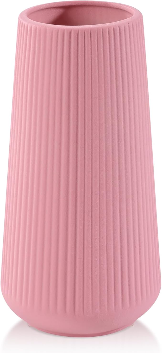 All Pink Ceramic Vase, GUKJOB Small Cute Flower Vase by GUKJOB