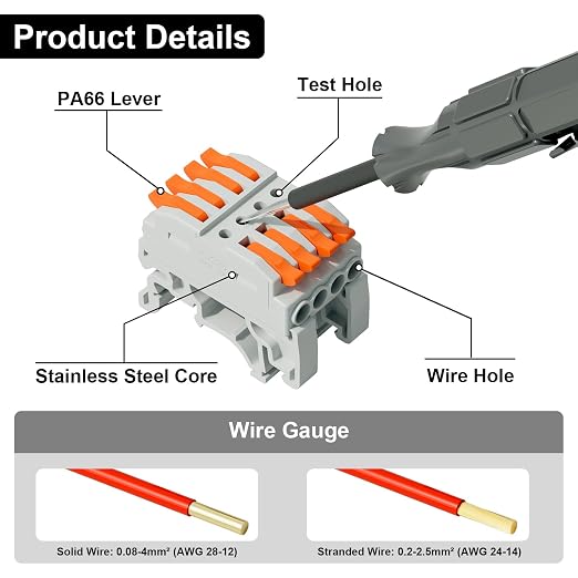 5Pcs DIN Terminal Blocks, 4 Conductor Splicing Connectors | 4 Conductor Compact - Image 5