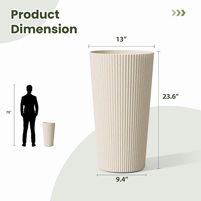 24" Tall Planters for Outdoor Plants Set of 2 - Image 2