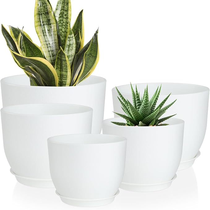 YNNICO Plant Pots 10/9/8/7.5/7 inch Flower Pots by AFamilyofGardenLovers