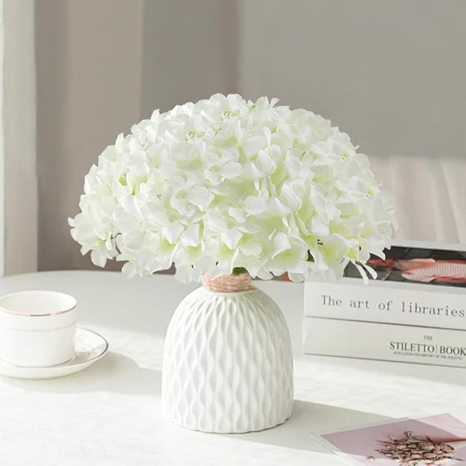120Pcs White Hydrangea Artificial Flowers Bulk，Realistic Silk Fake Flowers - Image 5