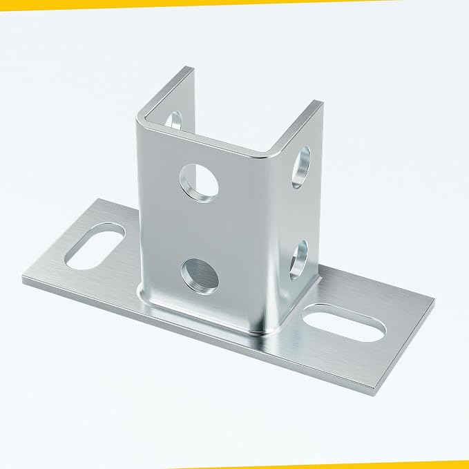 4 Pack U Post Base for 1-5/8" Strut Channel, Floor Ground Mount Bracket | Heavy - Image 5