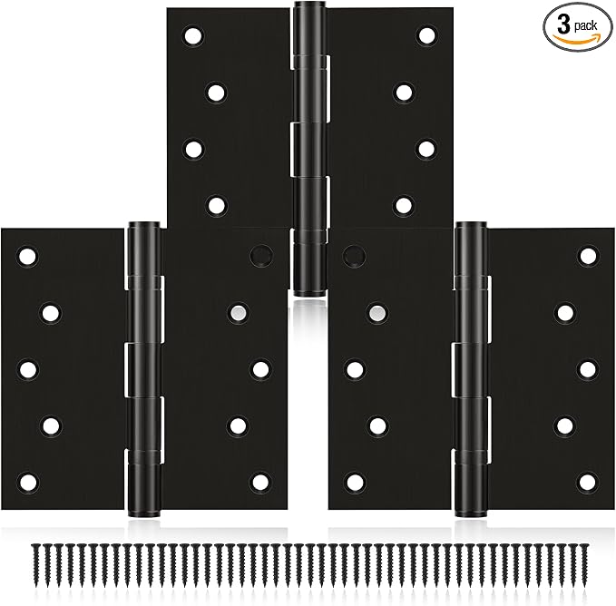 Black Stainless Steel Door Hinges 5x5 Inches, Heavy Duty Ball Bearing Hinges by MOZCORNHARDWARE