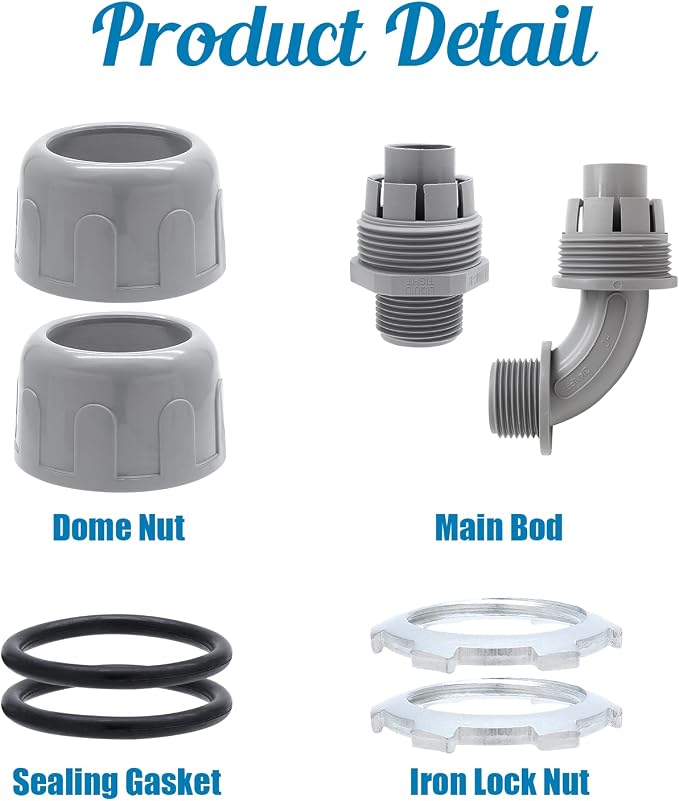 10Pcs 1/2 Inch NPT Liquid Tight Connector | Nonmetallic Electrical Conduit - Image 4