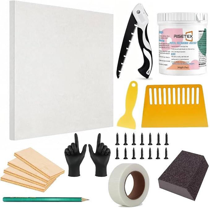 Drywall Repair Kit，34 Pcs 12x12inch Wall Patch Kit by RISETEX