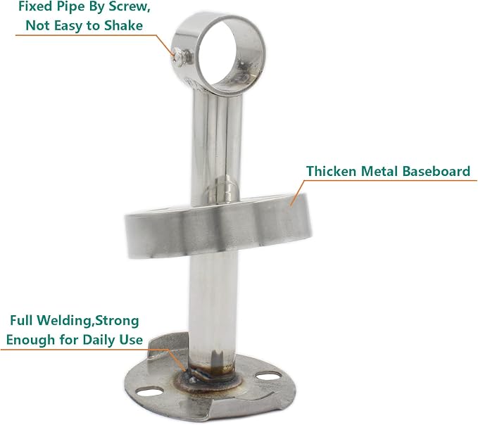 2 Pack Ceiling Mount Bracket, Stainless Steel Wardrobe Pipe Bracket Rod Holder - Image 4