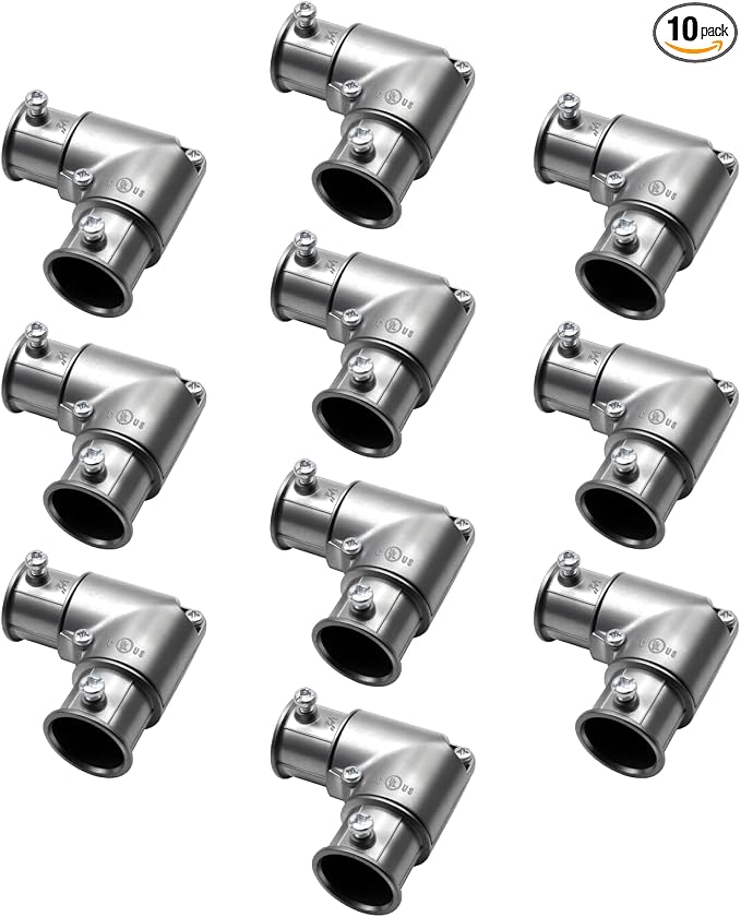 10 Pack 1/2" 90 Degree Inside Corner Pull-Elbow, EMT Fitting | Zinc Die-Cast by AIRTAK
