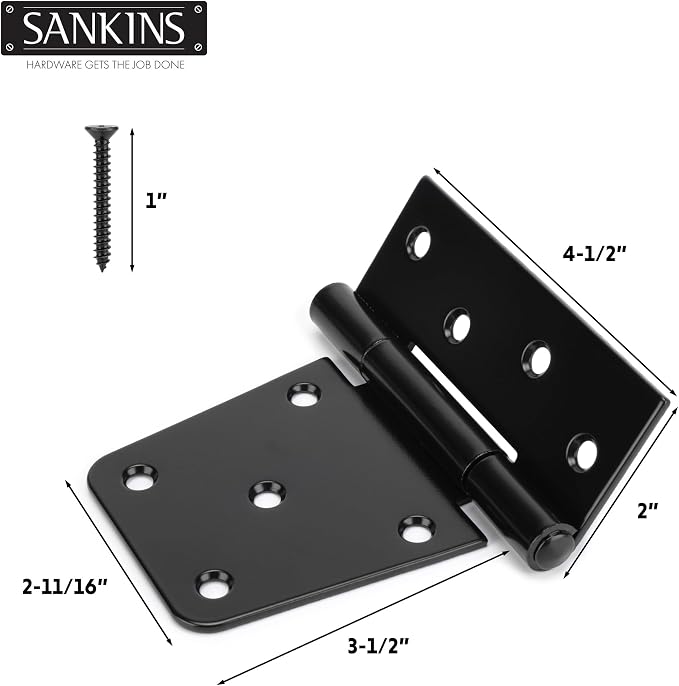 3-1/2" Heavy Duty Gate Hinges, Durable Gate Strap Hinges - Image 2