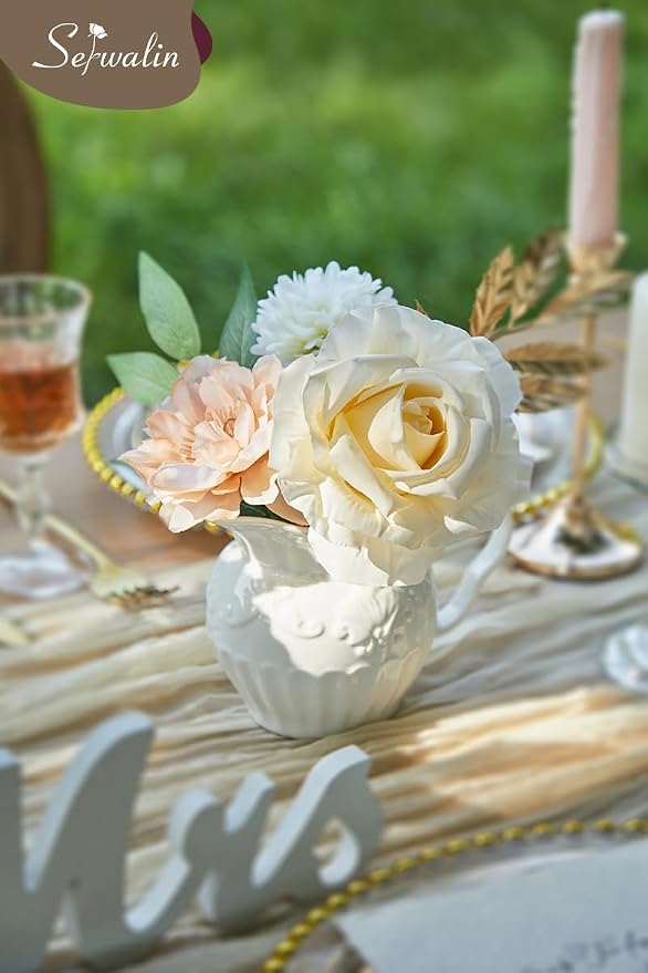 Serwalin Artificial Flowers Boho Champagne Flowers Silk Wedding Flowers | Fake - Image 6